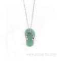 Latest Design Silver Jewelry Necklace Custom Lovely Green Slipper Meaningful Pendants